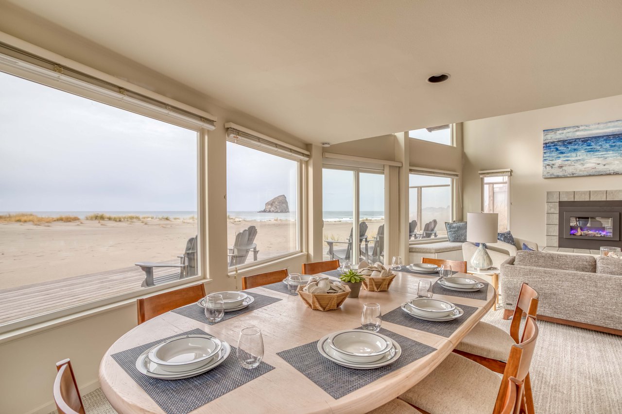 Dining area with extended views of the beach